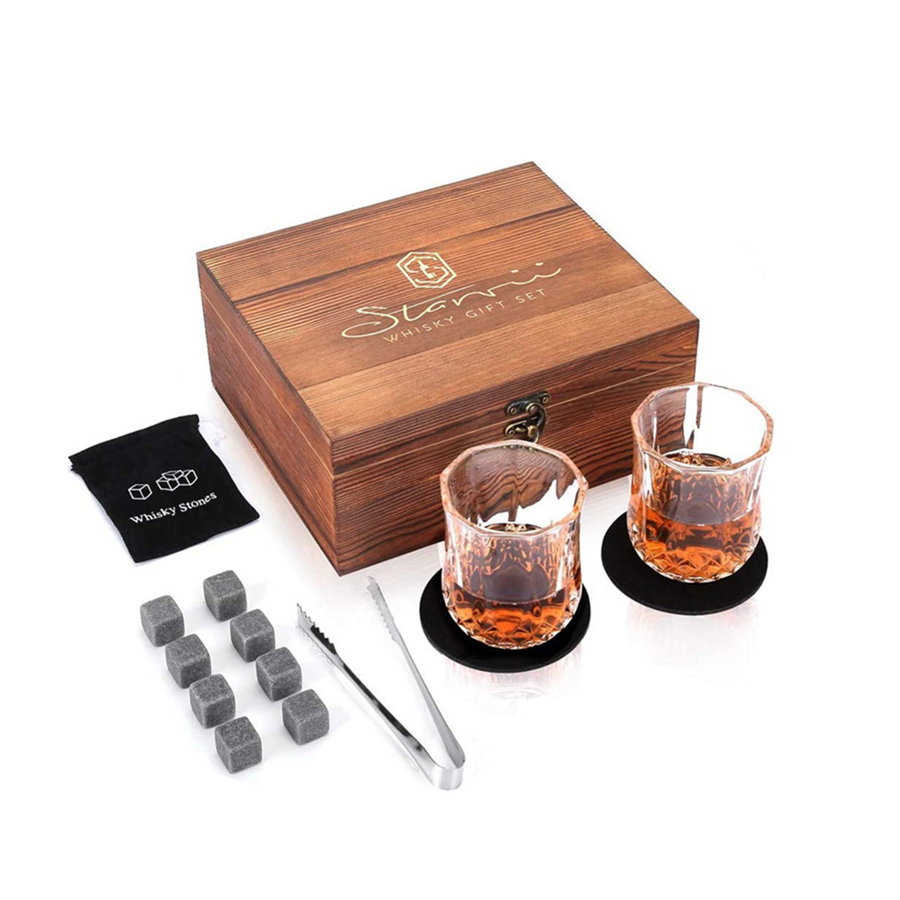 Scotch Bourbon Whiskey Stones Gift Set 2