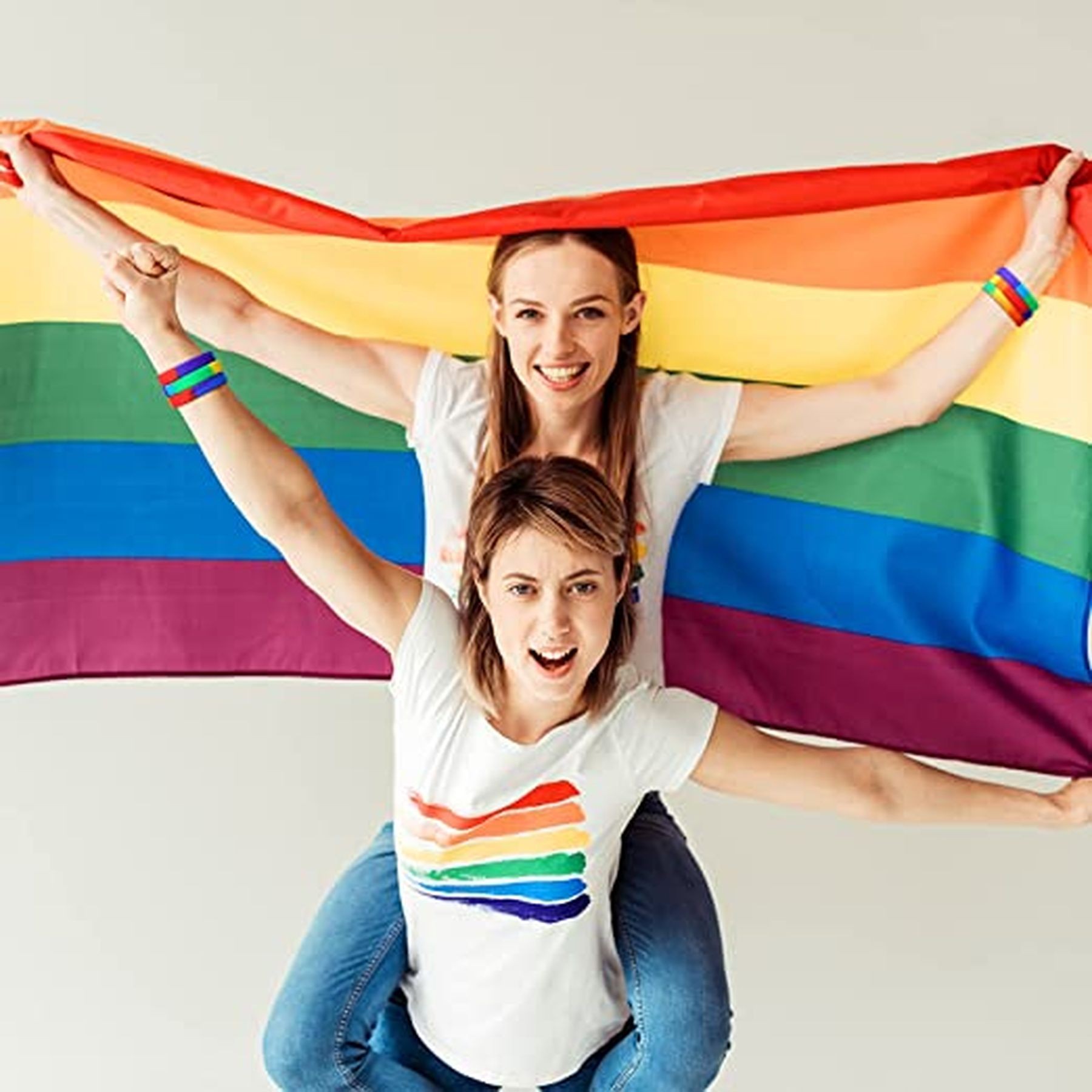 Gay Pride Wristbands Lesbian Rainbow Silicone Bracelets 9