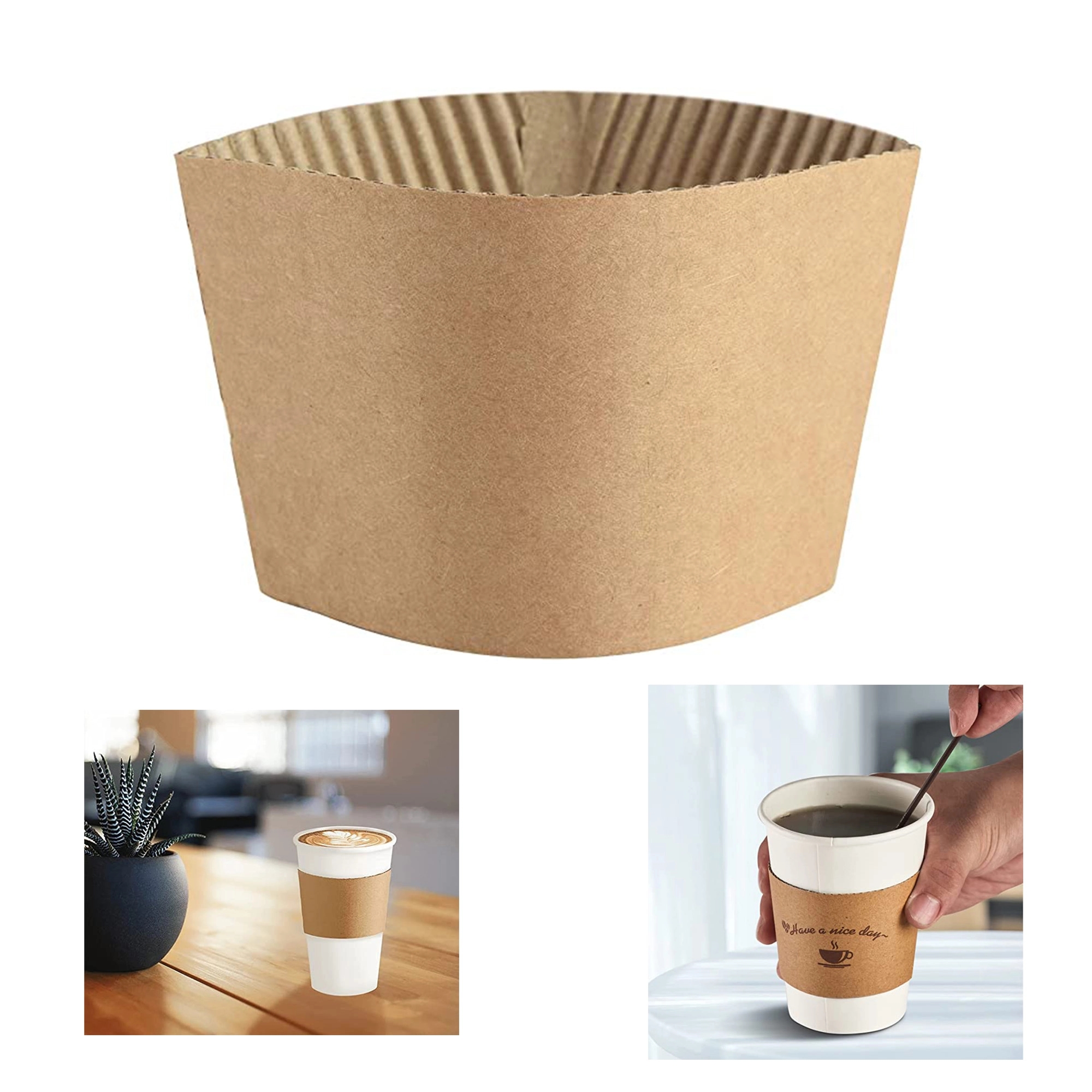 Disposable Kraft Coffee Cup Sleeve 2