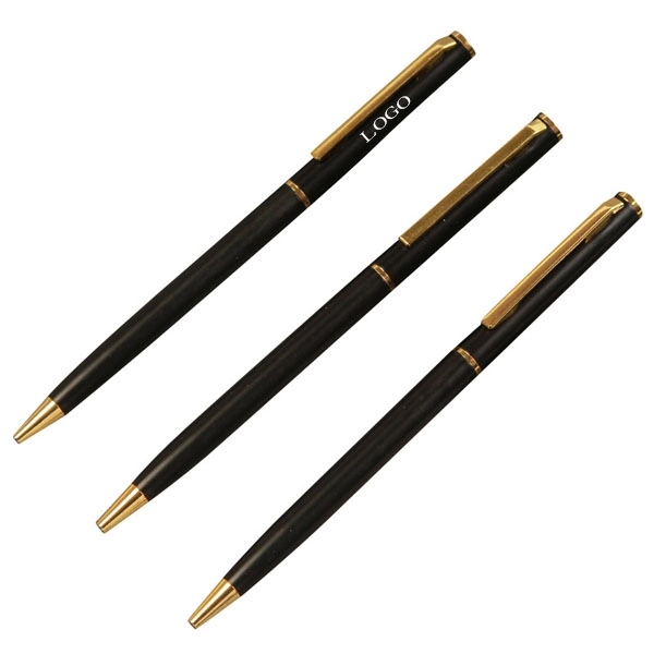 Slim Twist Metal Hotel Pen With Gold Trim 9
