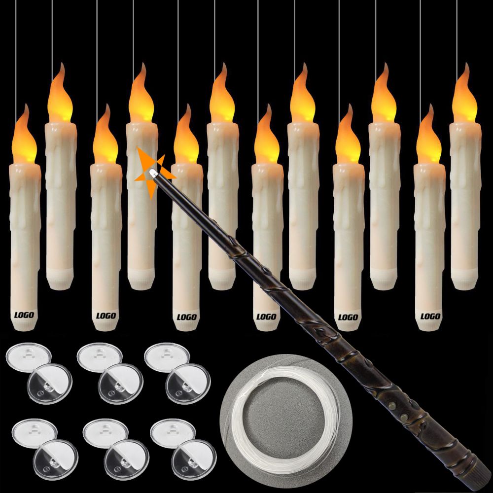 12Pc Halloween Floating Flameless Candles with Magic Wand Remote 1