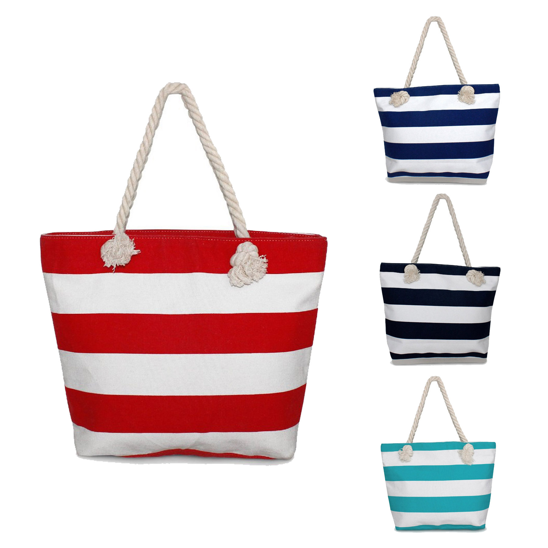 Cotton Cord Canvas Striped Handbag. 2