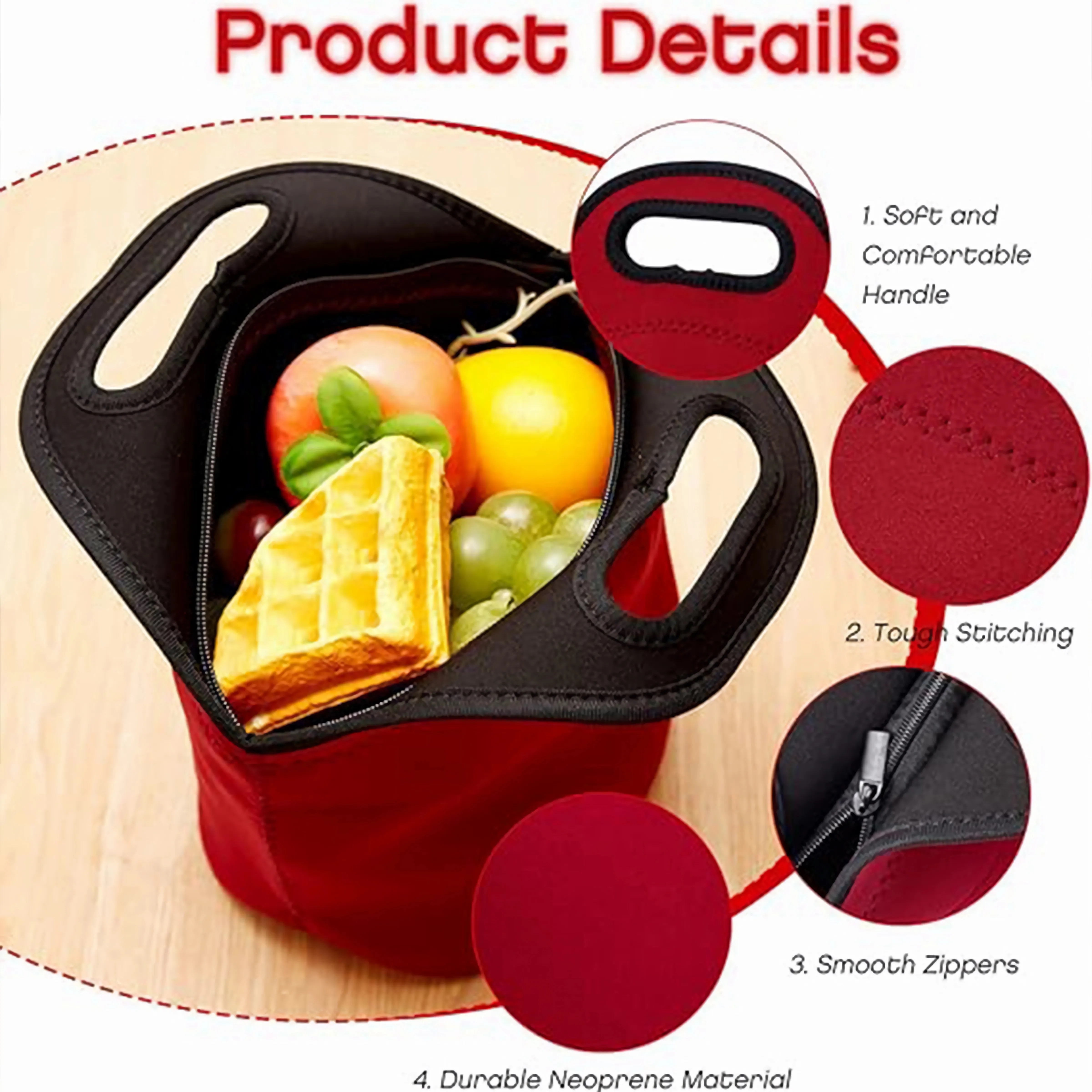 Neoprene Reusable and Foldable Insulated Thermal Lunch Bag 6