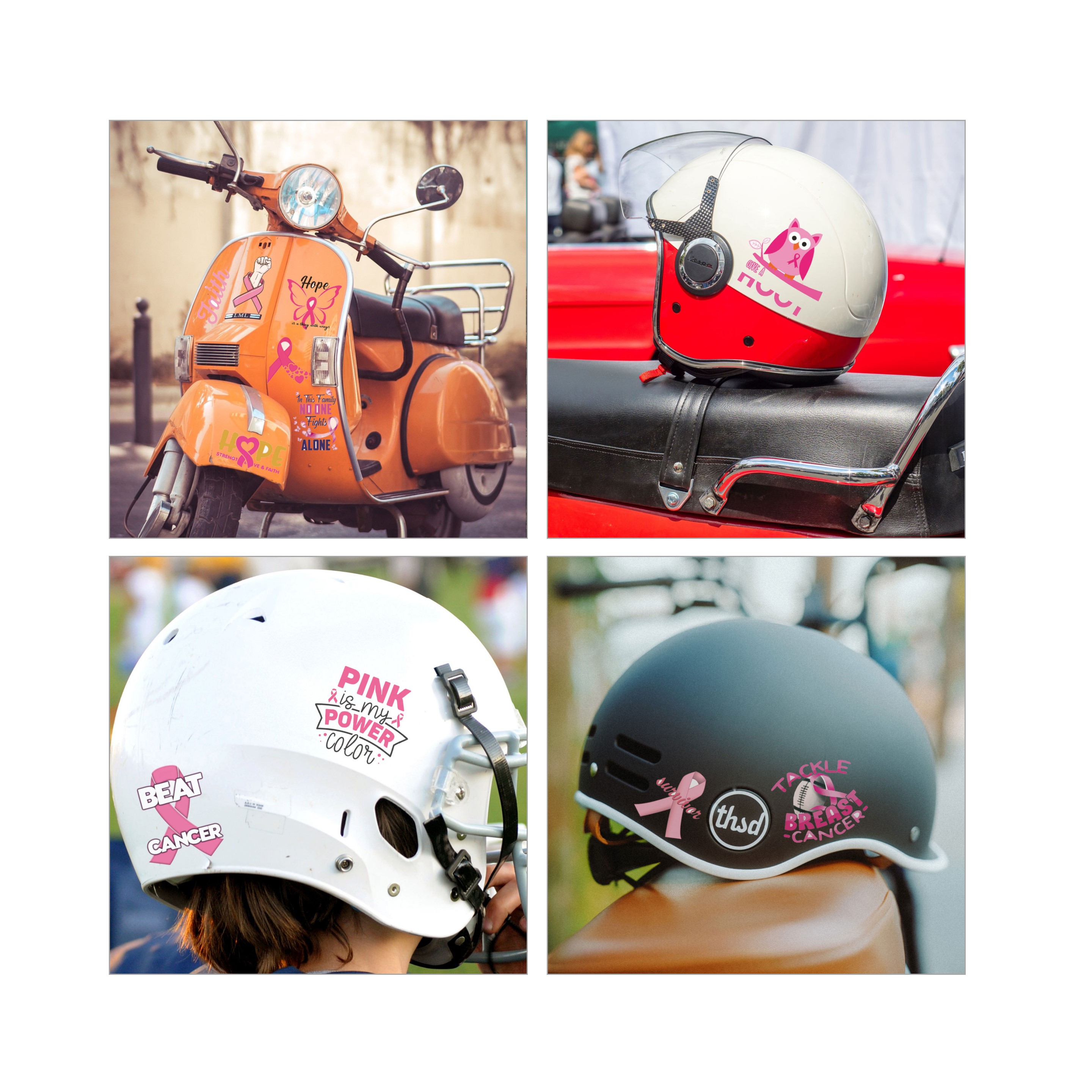 Breast Cancer Awareness Helmet Decal (direct import) 4