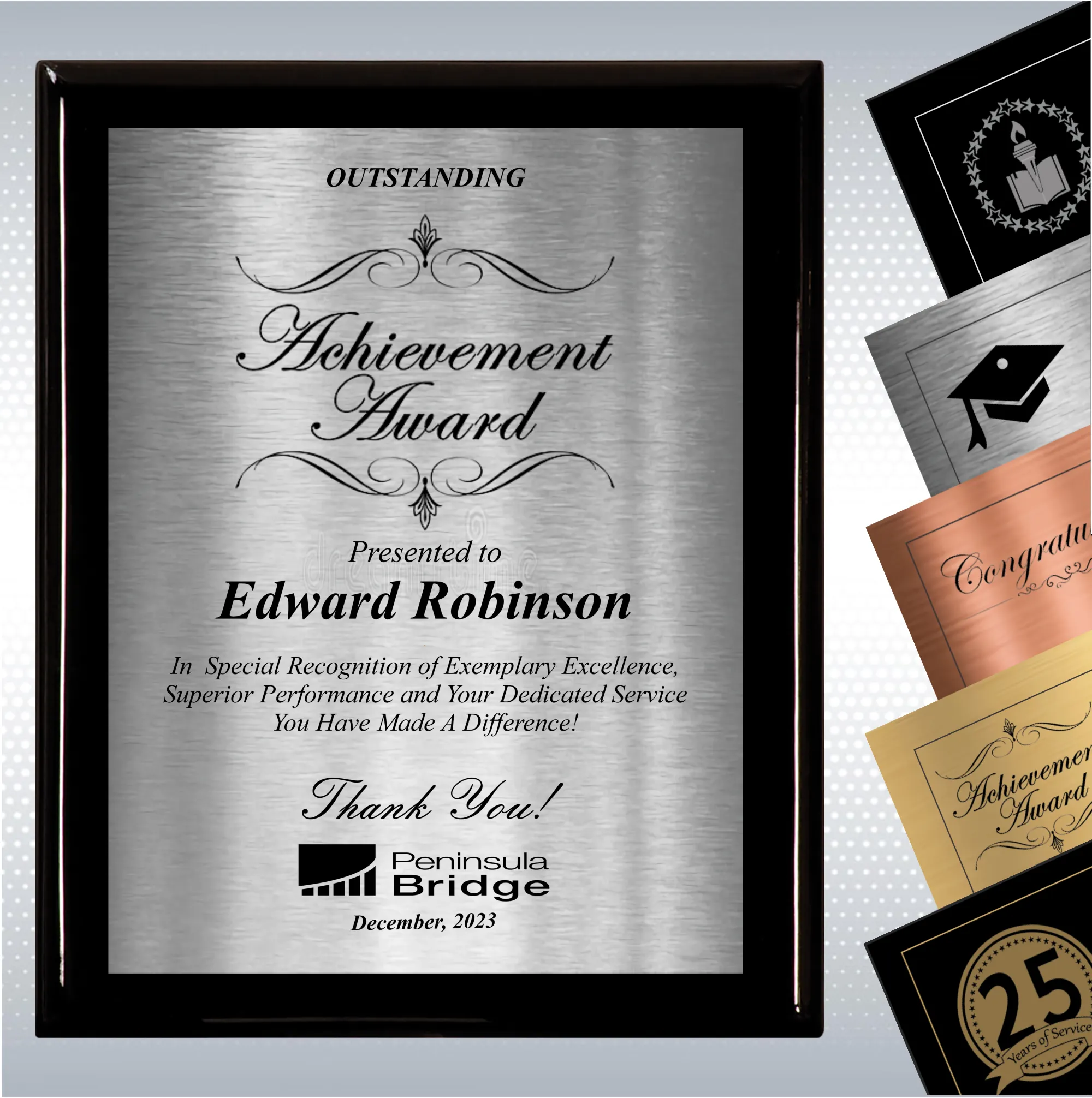 Black Piano Finish Wood Excellence, Achievement Plaque 8