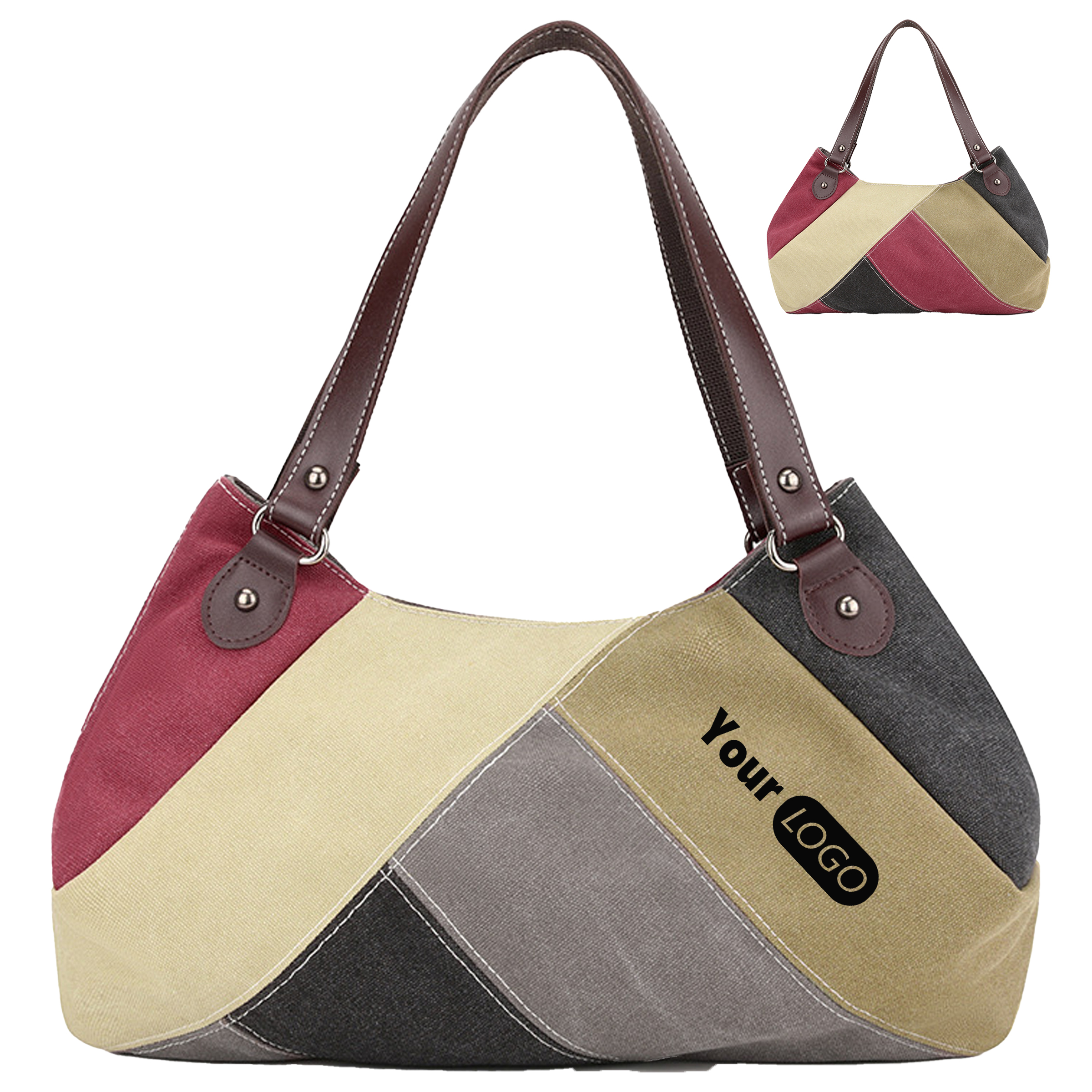 Canvas Large Capacity Simple And Stylish Tote Bag, custom tote bag with logo imprint 5