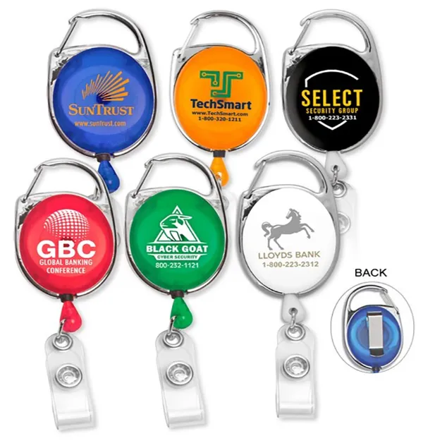 Carabiner Style Retractable Badge Reel, promotional clip with logo imprint 4