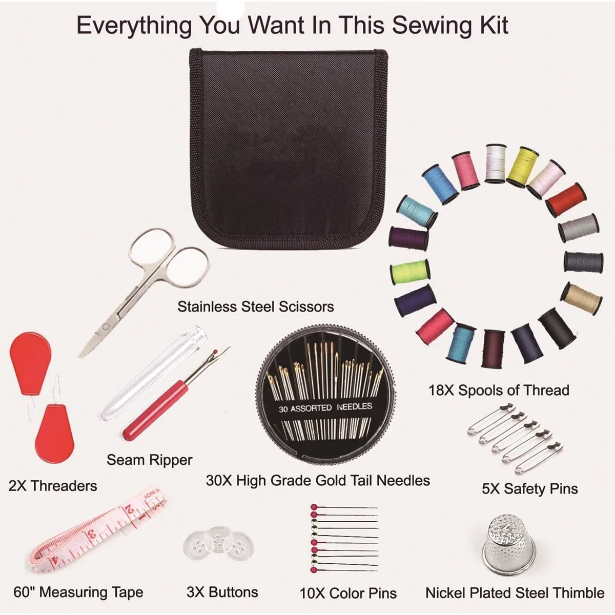 Portable Sewing Kit with Case and Premium Accessories 3