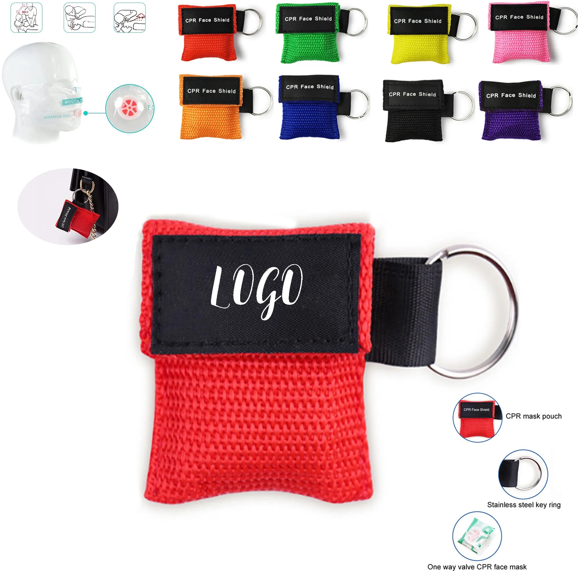 Cpr First Aid Face Mask Shield W/ Key Chain 3