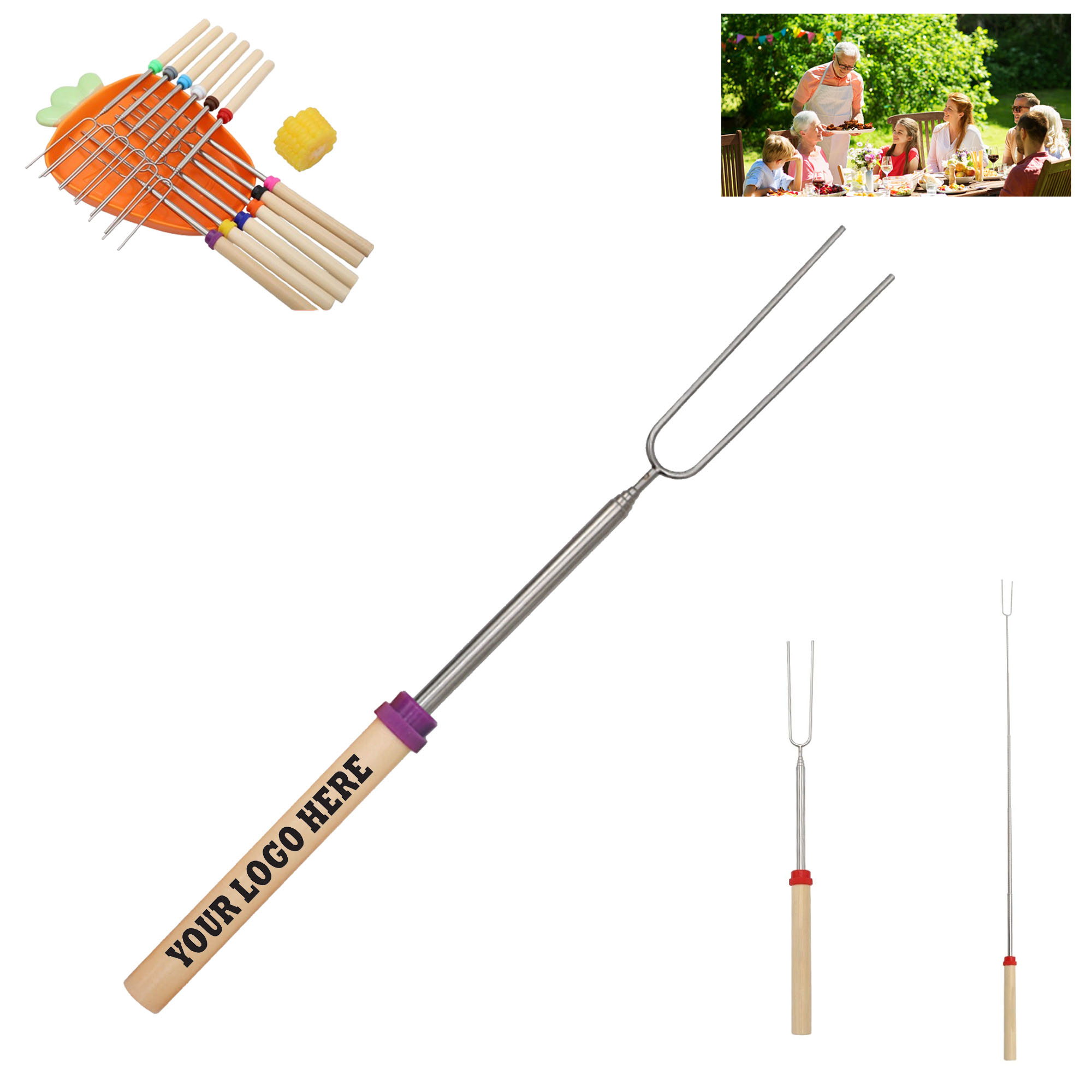 Scalable U-Shaped Customizable BBQ Fork Roasting Sticks 3