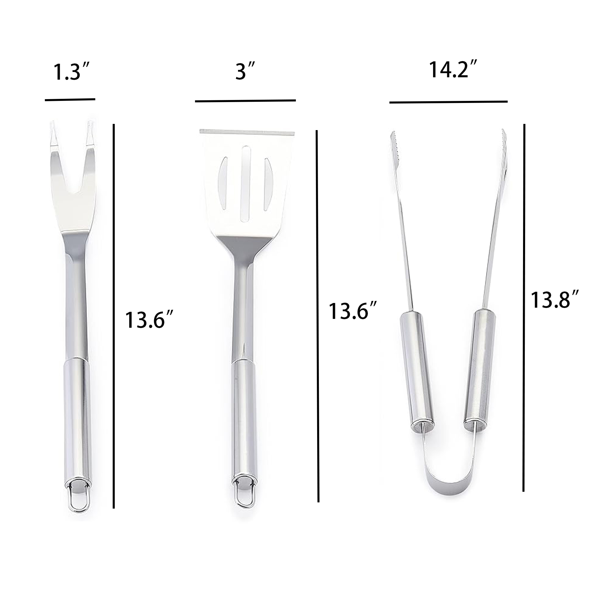 Stainless Steel BBQ Tool Set with Cloth Carrying Bag 8