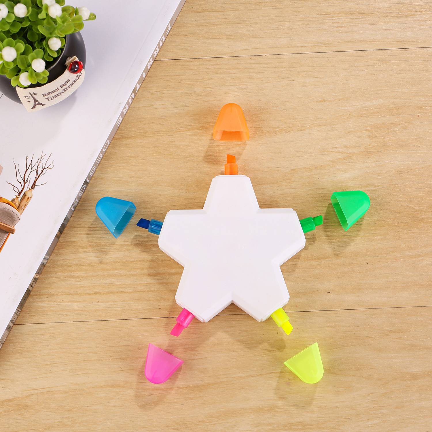 Creative Star Shape Fluorescent Highlighter Watercolor Pens 5