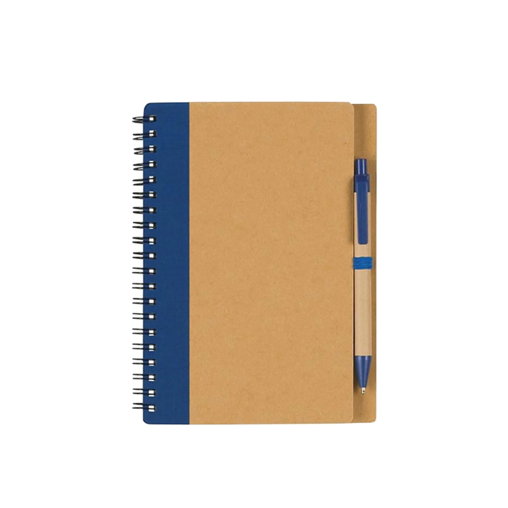 5" x 7" Soft Cover Kraft Spiral Notebook With Pen In Holder 3