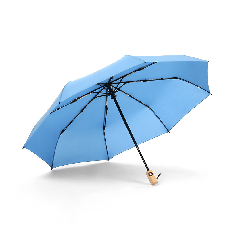 Automatic Compact Umbrella with Wooden Handle 7