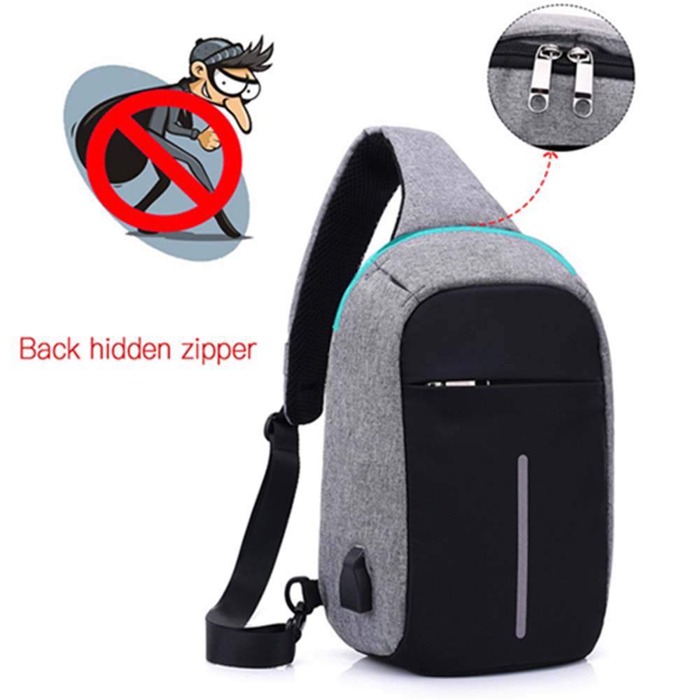 Anti Theft Reflective Cross Body Sling Bag With USB And Ear Phone Ports 6