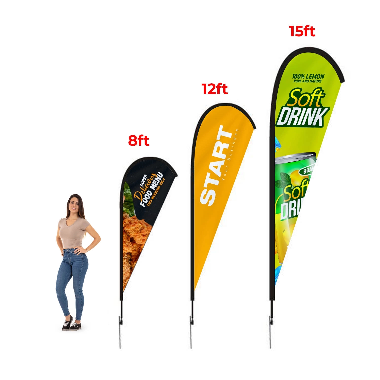 8' Teardrop Flag Kit w/ Poles, Ground Stake and Carry Case 1