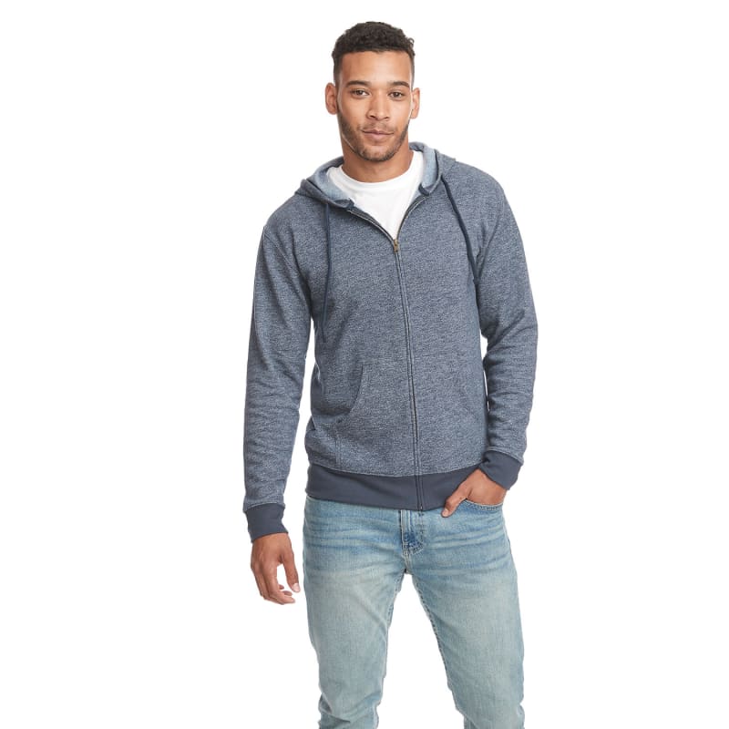 Next Level Apparel Adult Pacifica Denim Fleece Full-Zip Hooded Sweatshirt, custom hoodie or sweatshirt with logo imprint 5