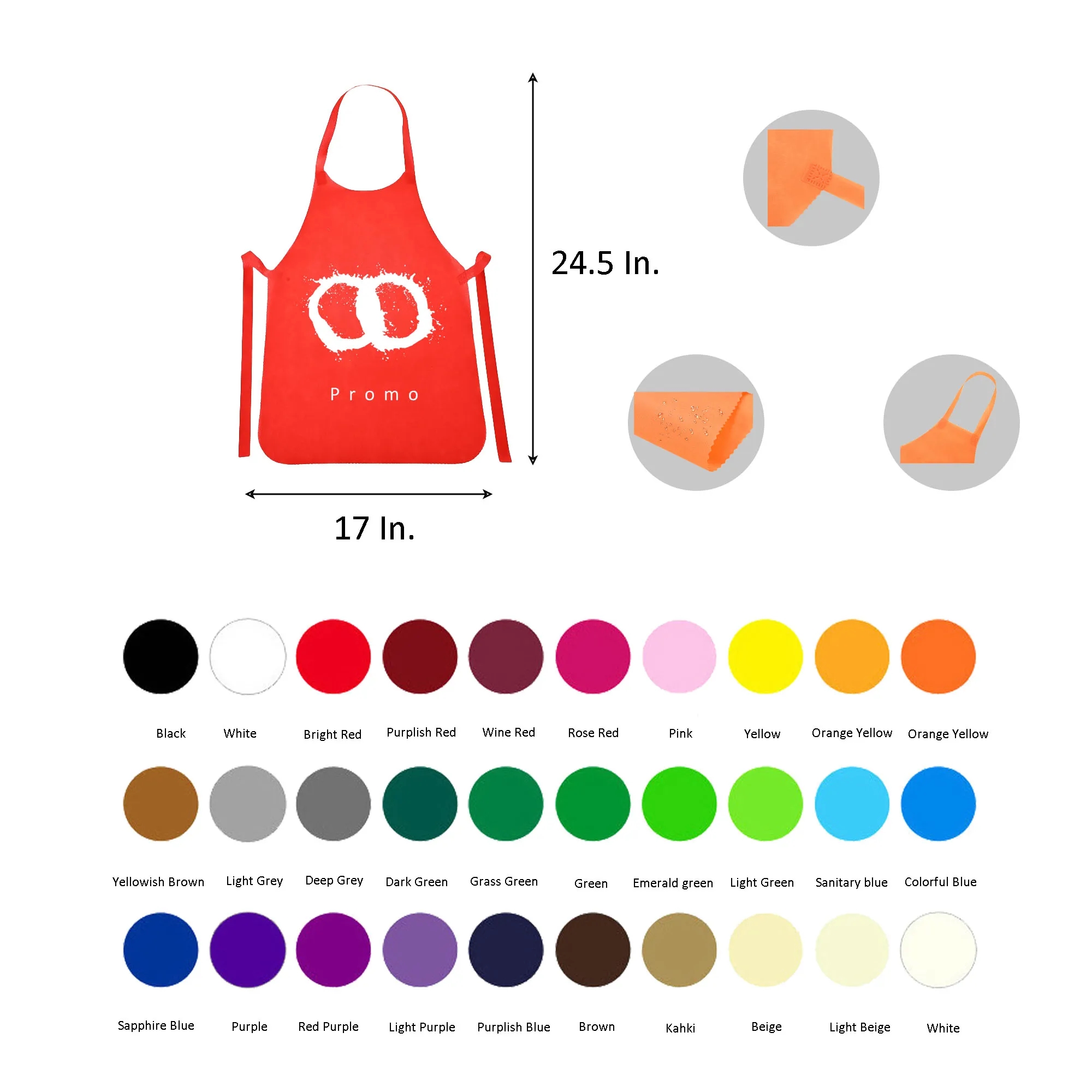 Non-woven Bib Apron 24.5"L x 17"W 7
