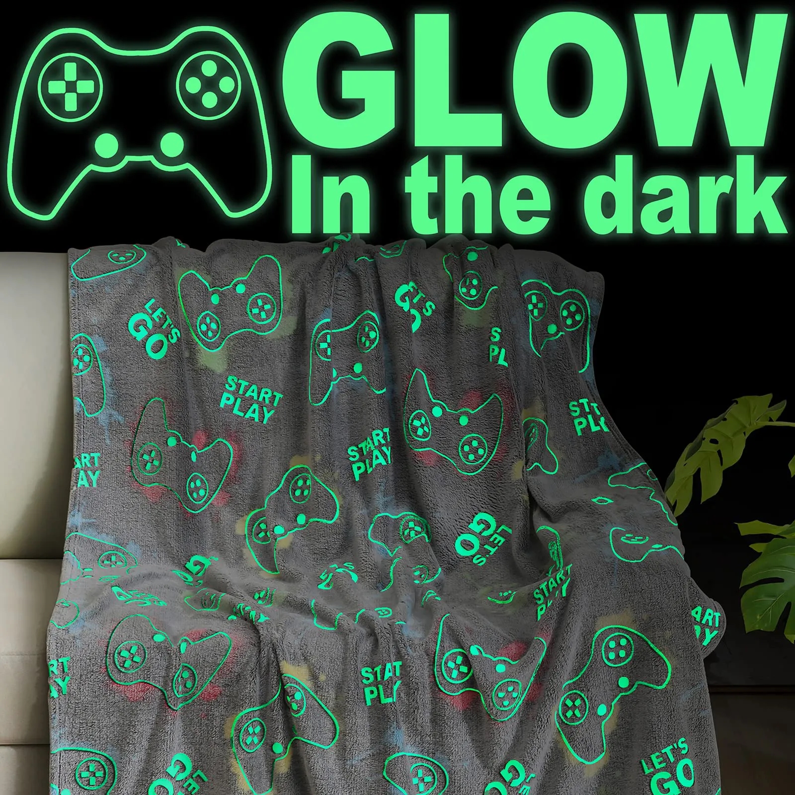 Glow in the Dark Gamer Throw Blanket 5