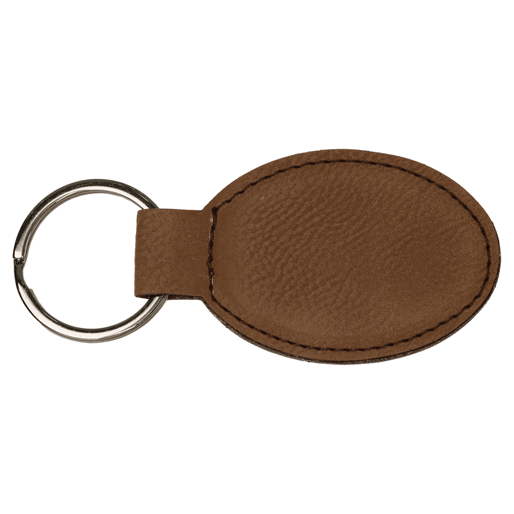 Dark Brown Leatherette Oval Keychain 4