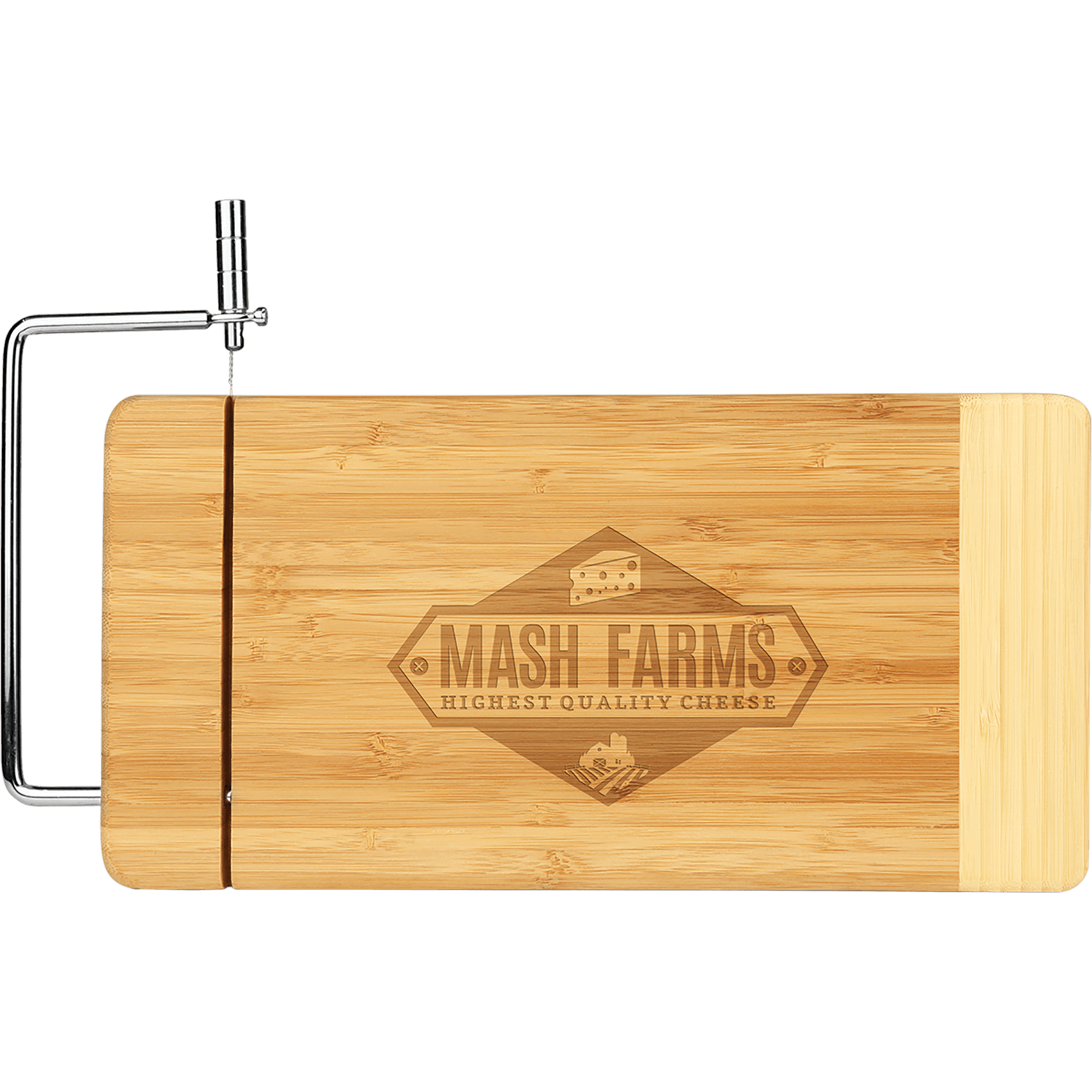 12" X 6" Bamboo Rectangle Cutting Board With Metal Cheese Cutter 1
