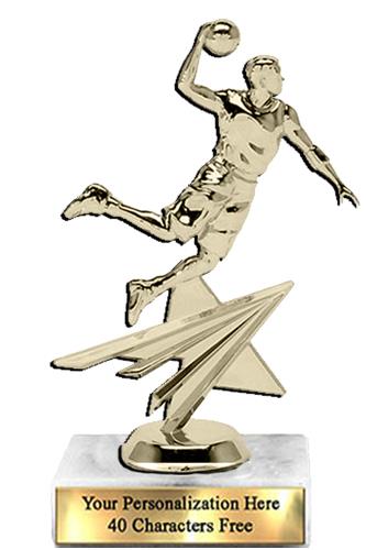 Trophy: 7", 2x3 white marble base, Star Figure Bas 2