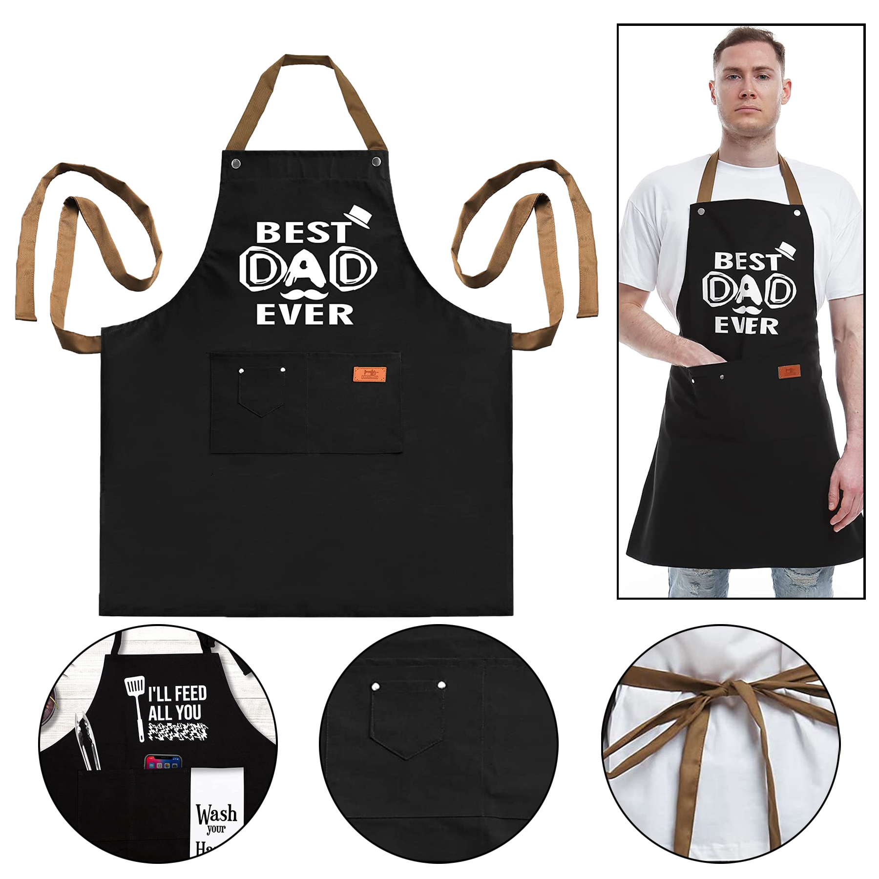 Chef Bib Apron with 3 Pockets 2