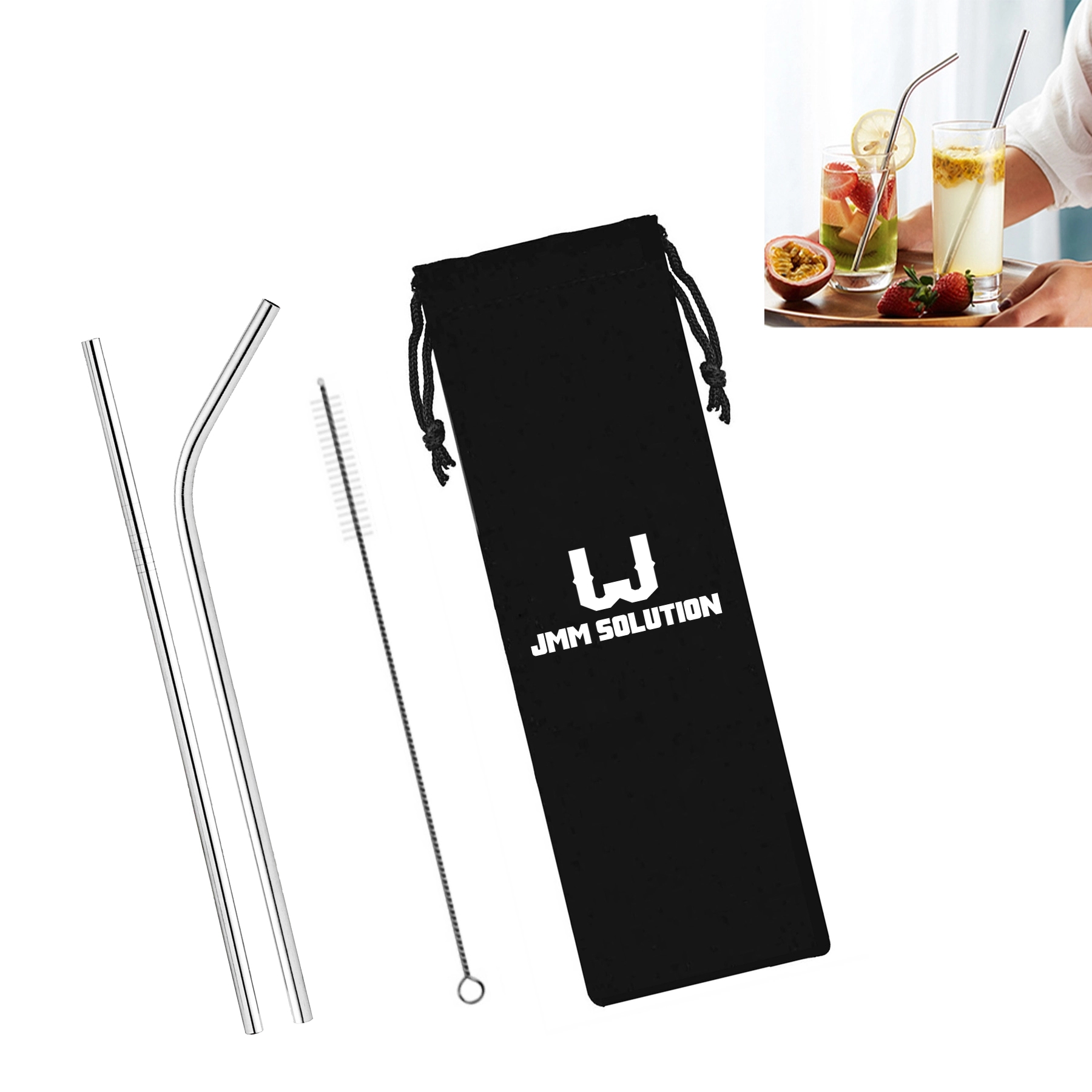 Reusable Stainless Steel Metal Straws with Case 1