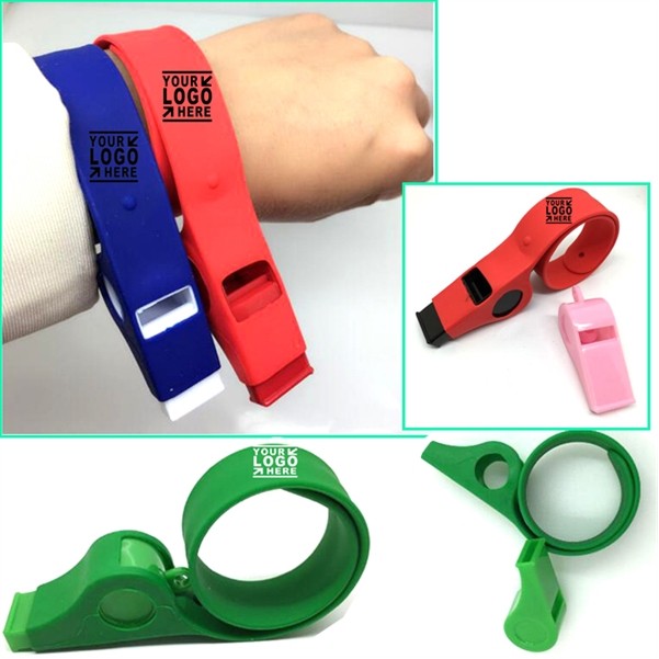 Silicone Slap Wristband With Whistle 2