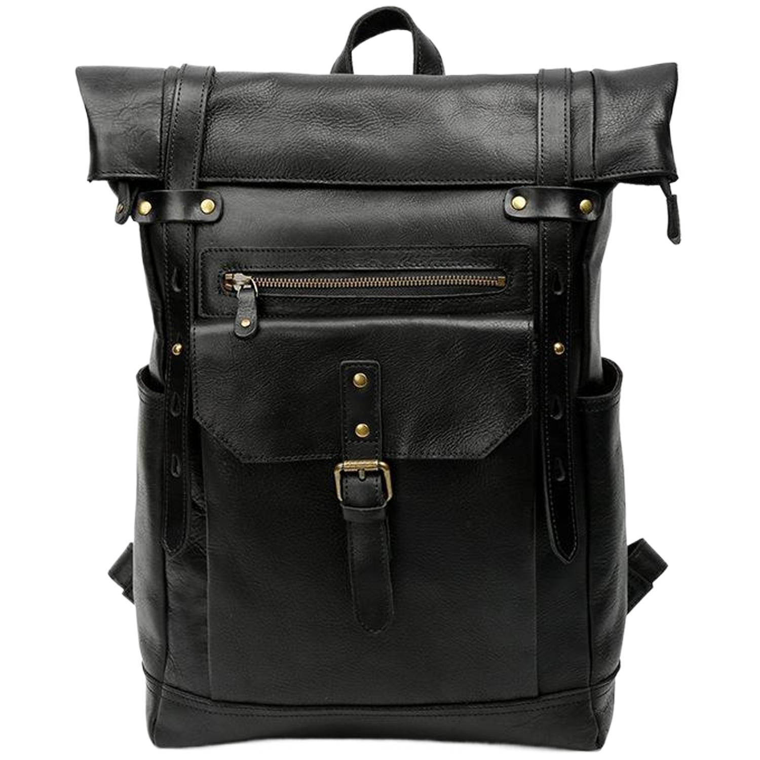 Retro Genuine Leather Large Capacity Travel Backpack 10