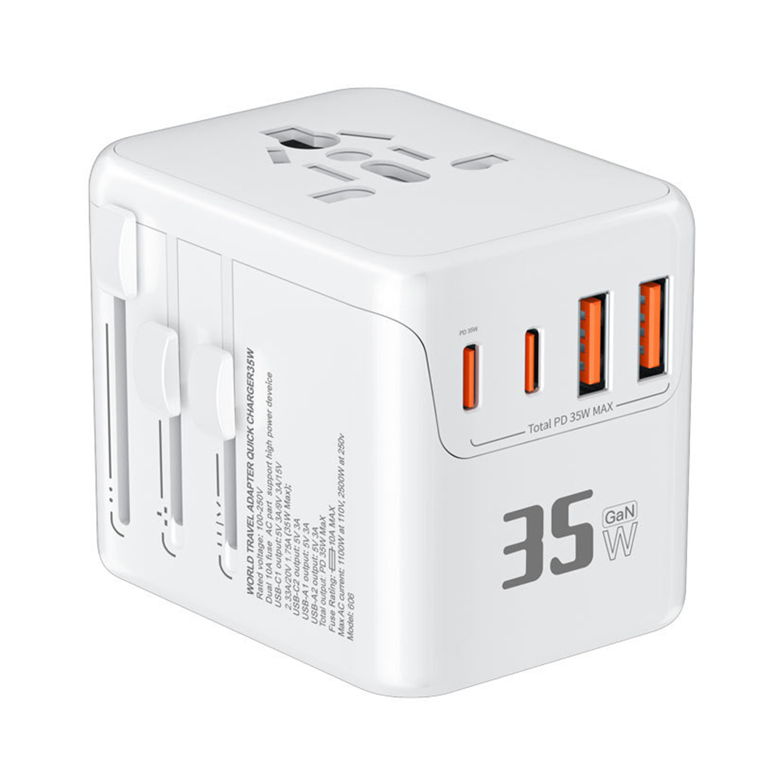 35W Universal Fast Charging Travel Adapter Compatible & Safe 6