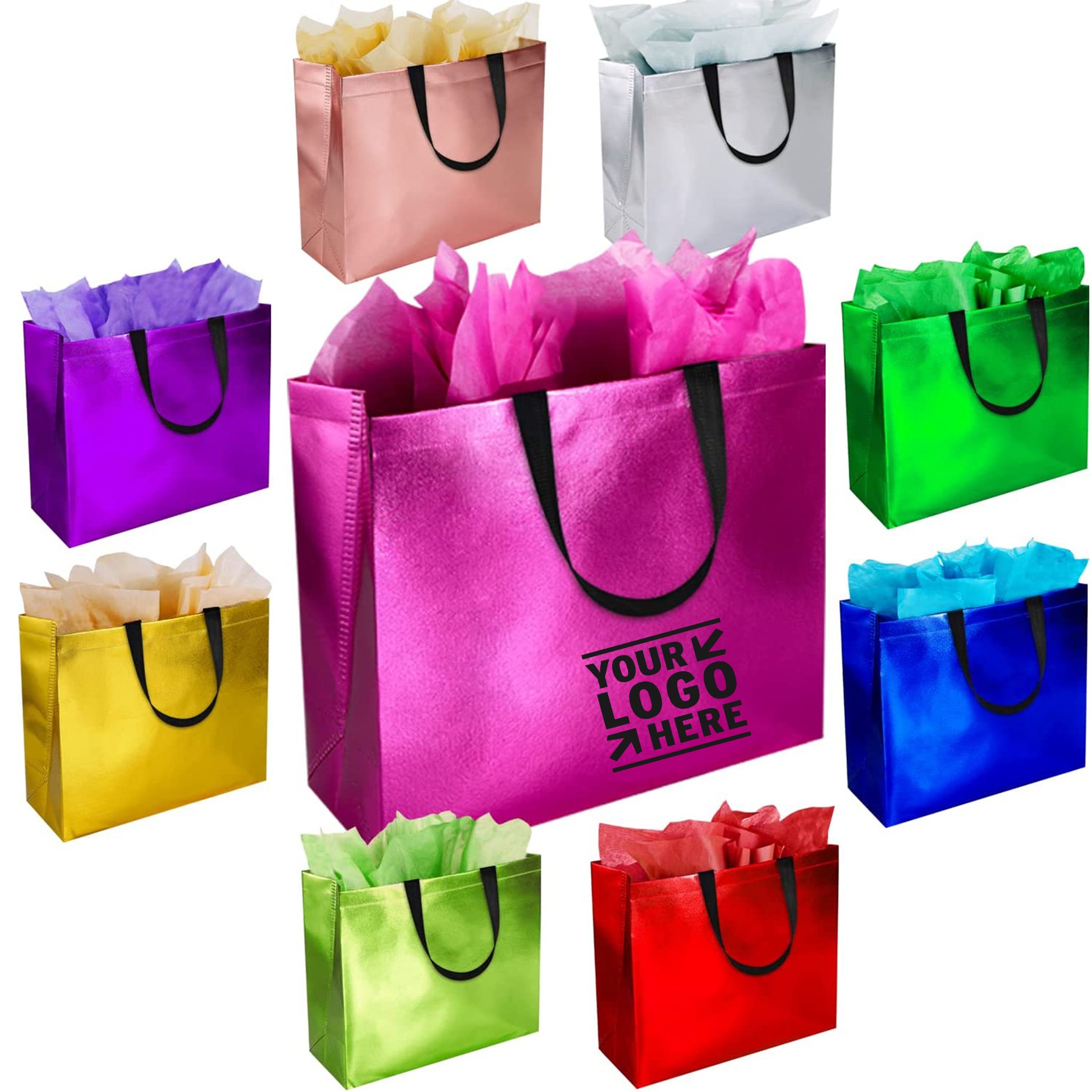 10.2 x 8 x 4.1 Inches Sparkle Gift Bag with Tissues 2