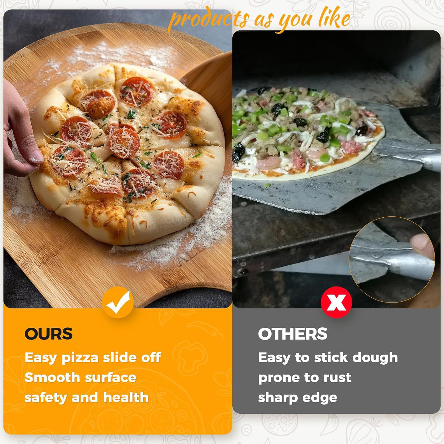 12" Bamboo Pizza Peel and Cutting Board 3