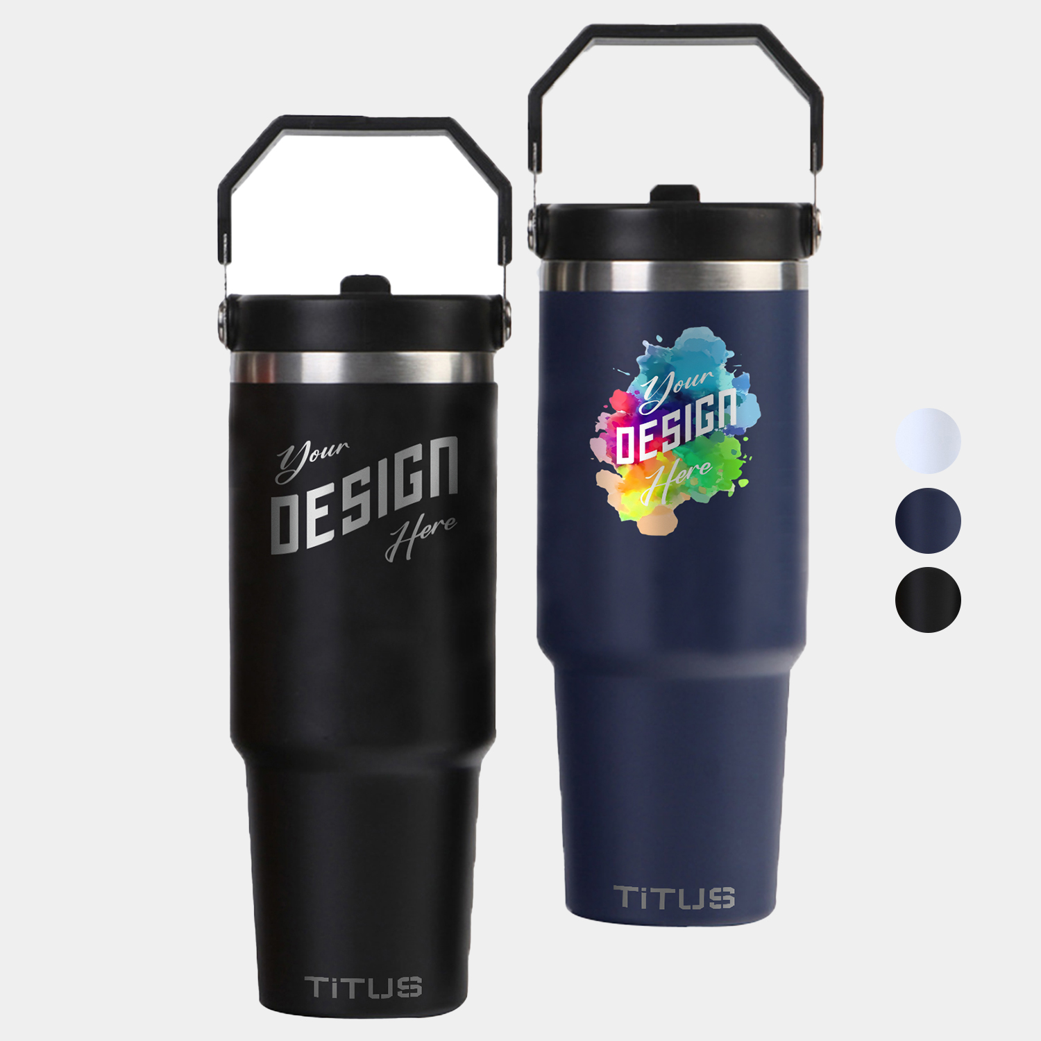 Premium 30 oz TiTUS® Double Wall Stainless Steel Insulated Flip Straw Tumbler 2
