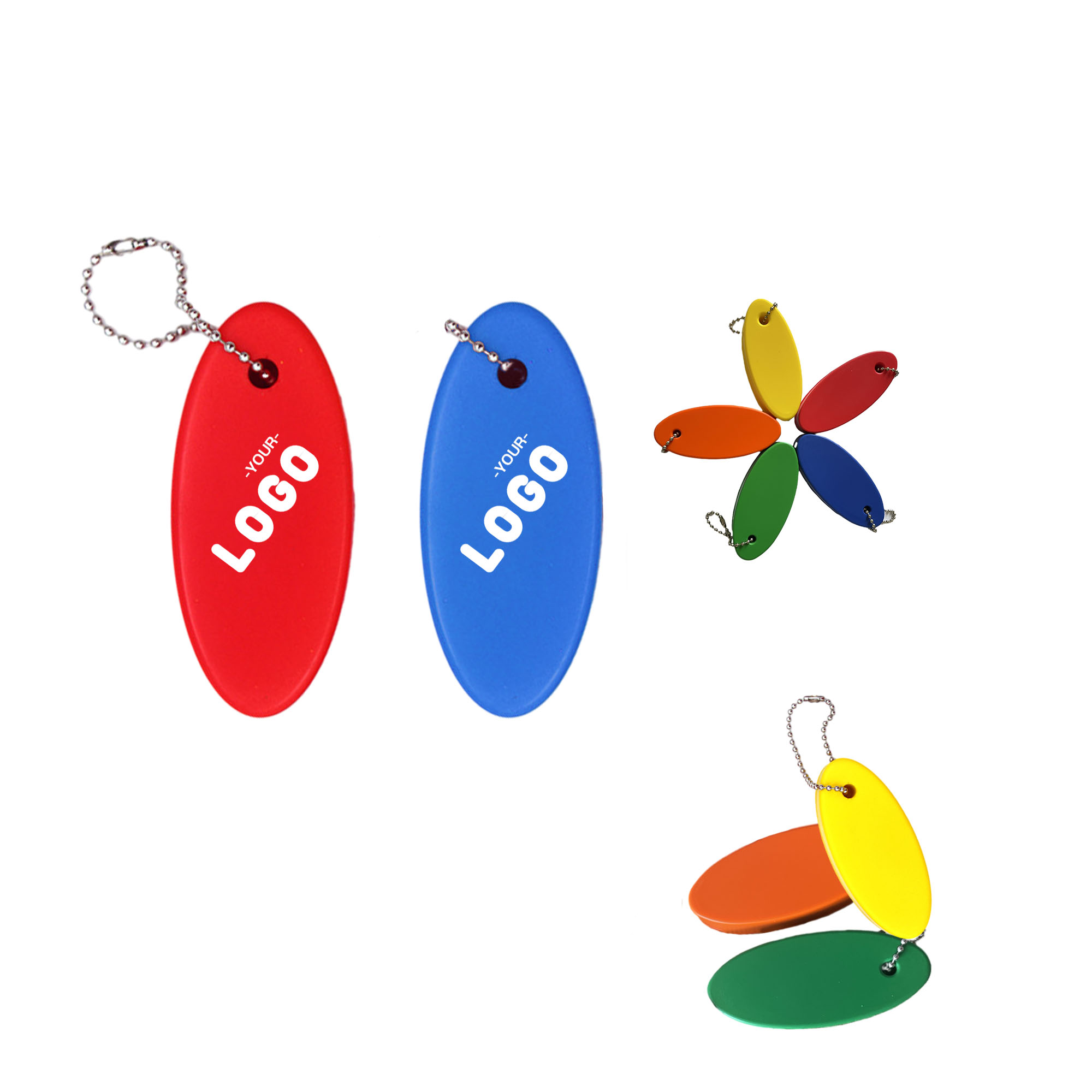 Beach PU Oval Floating Key Chain 1