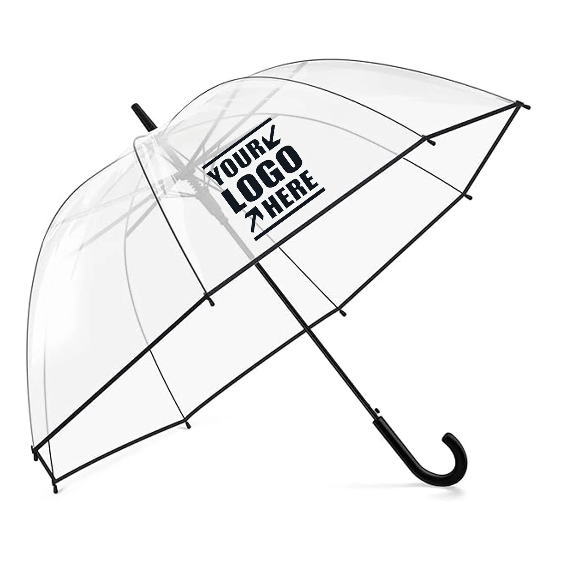 47" Arc Clear Bubble Dome Umbrella with J Hook Handle 1