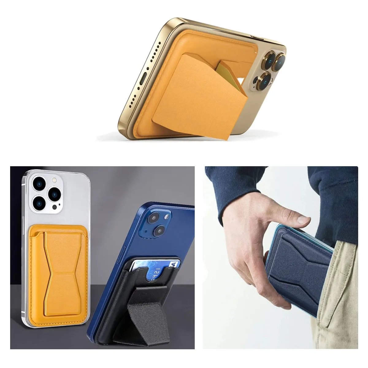 Magnetic Removable Leather Card Wallet With Phone Kickstand 2