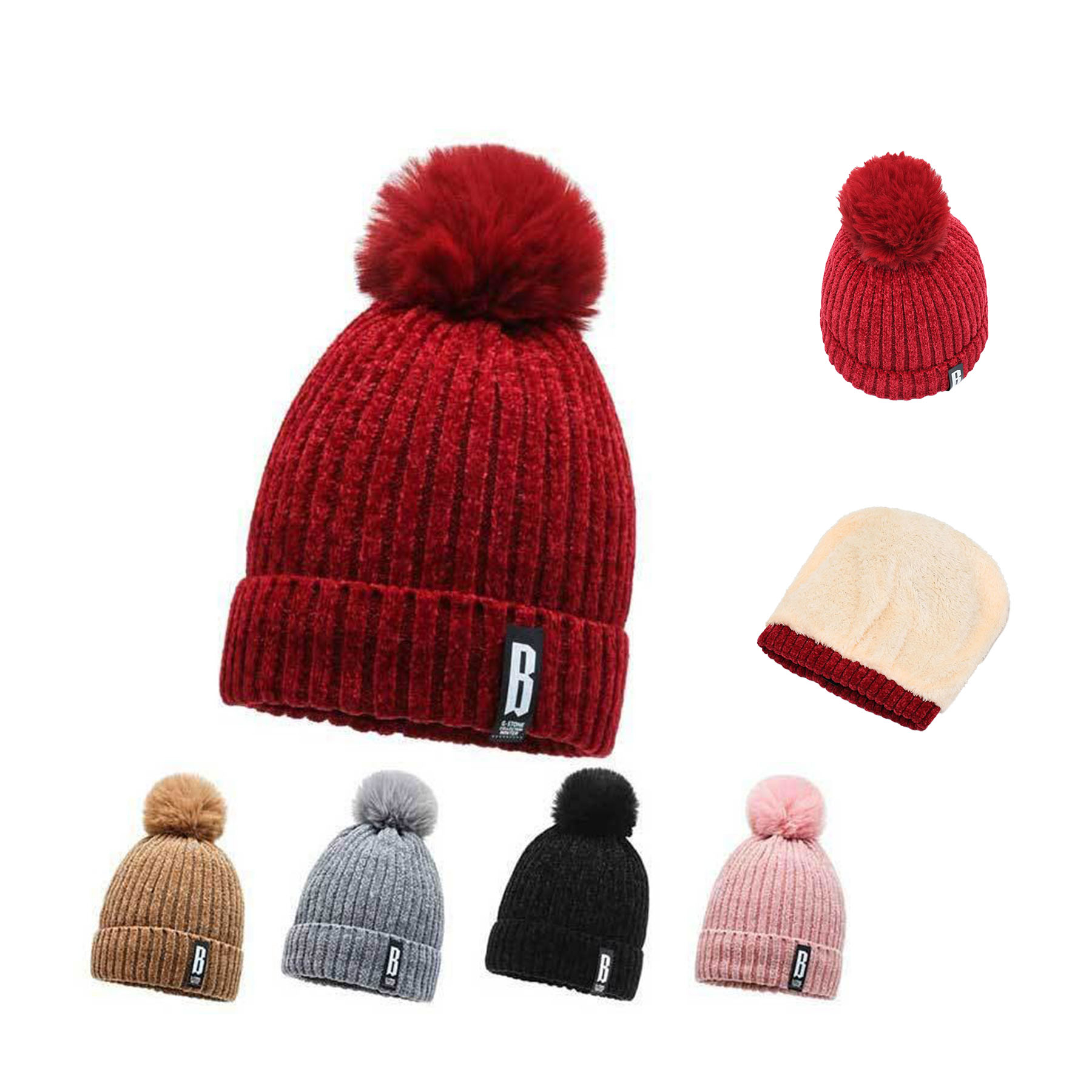 Chenille Plus Velvet Knitting Hat 2