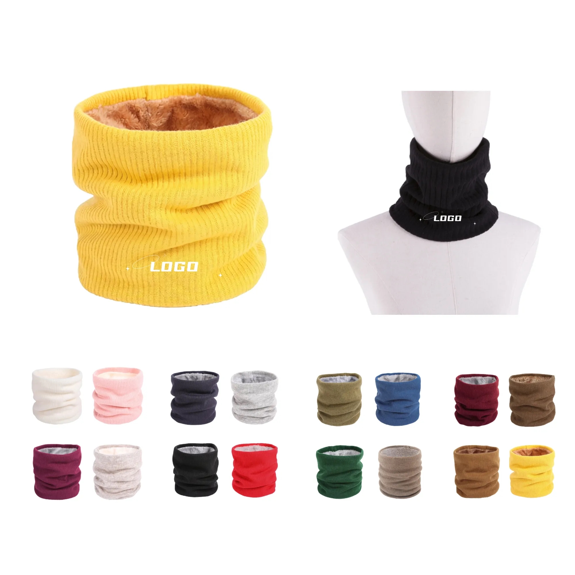 Fleece Thick Knit Scarf Winter Outdoor Double layer 2