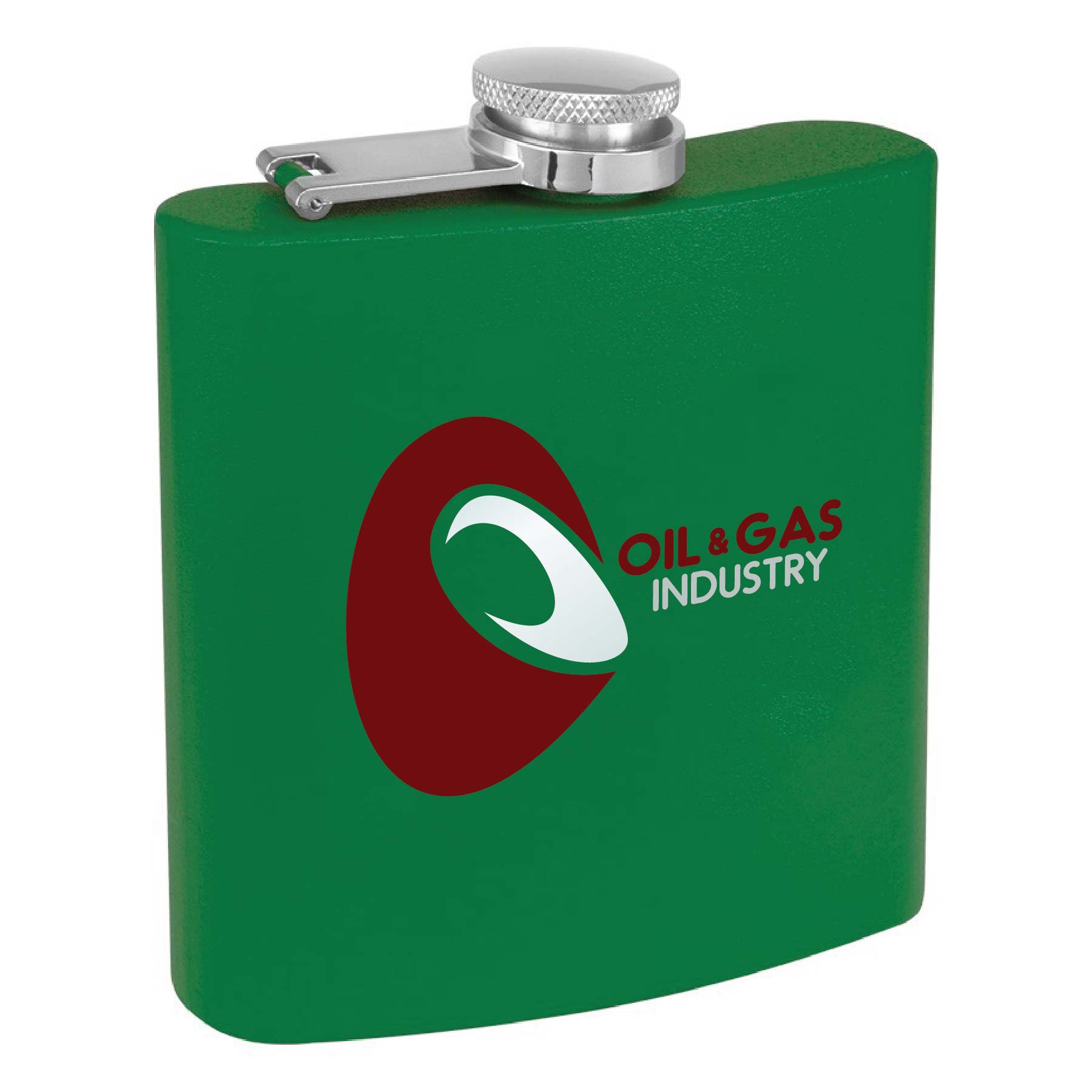 6 Oz. Matte Green Powder Coated Stainless Steel Flask, custom water bottle with logo imprint 4