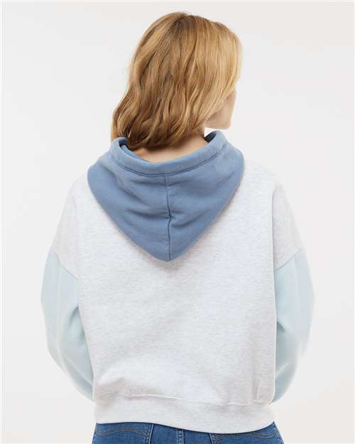 Women's Sueded Fleece Colorblocked Crop Hooded Sweatshirt - W23716 20
