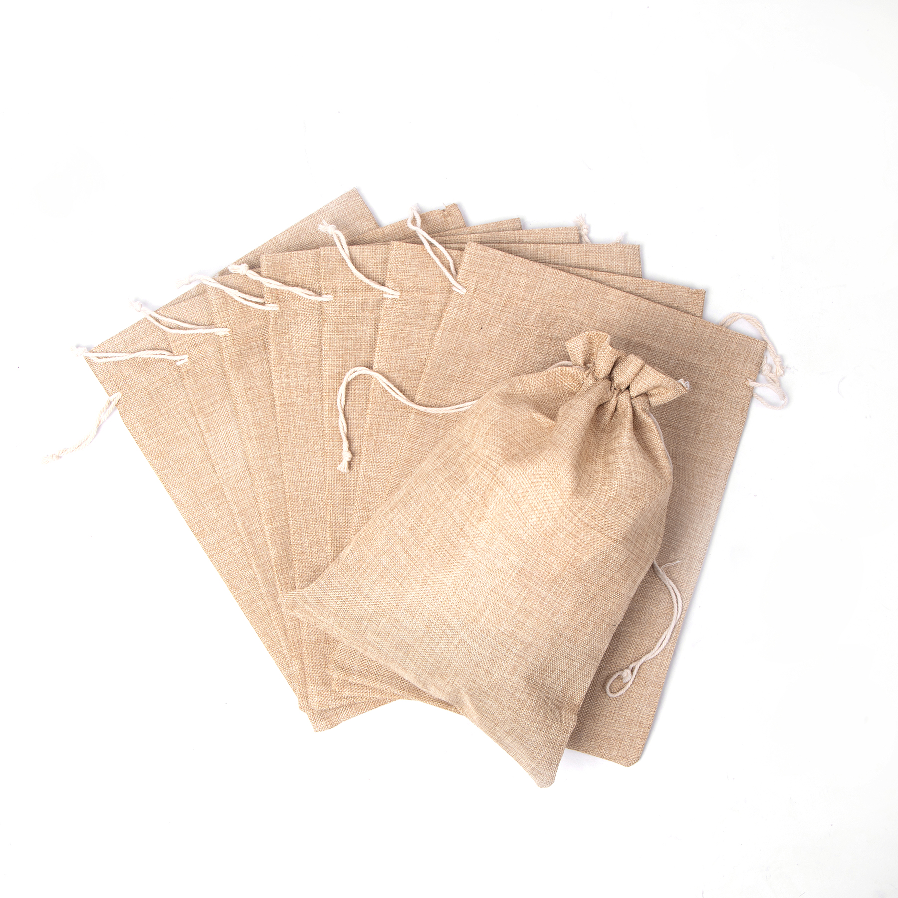 13 3/4" X 9 7/8" Burlap Drawstring Bag 2