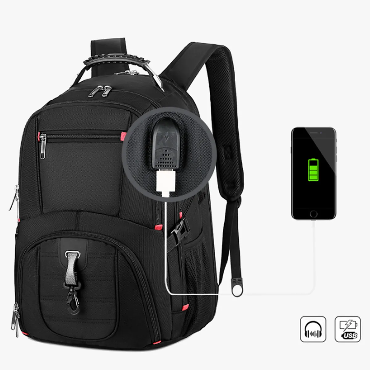 Heavy Duty Travel Laptop Backpack With USB Charging Port 3