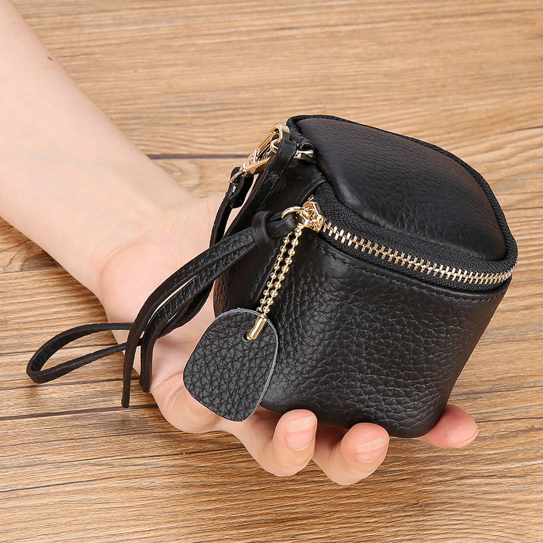 Genuine leather women's mini carrying coin bag 8
