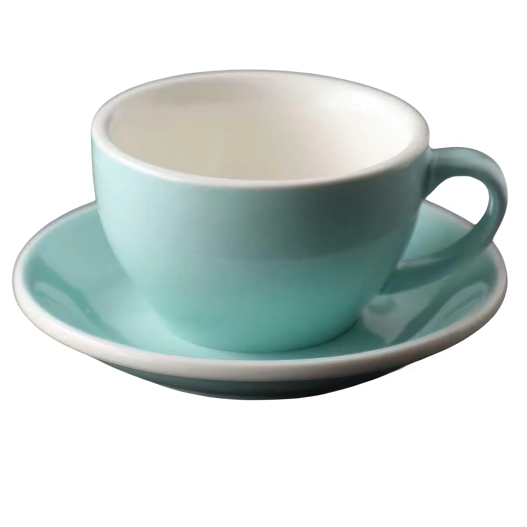 8OZ Color Glazed Ceramic Coffee Cup Saucer Set 2