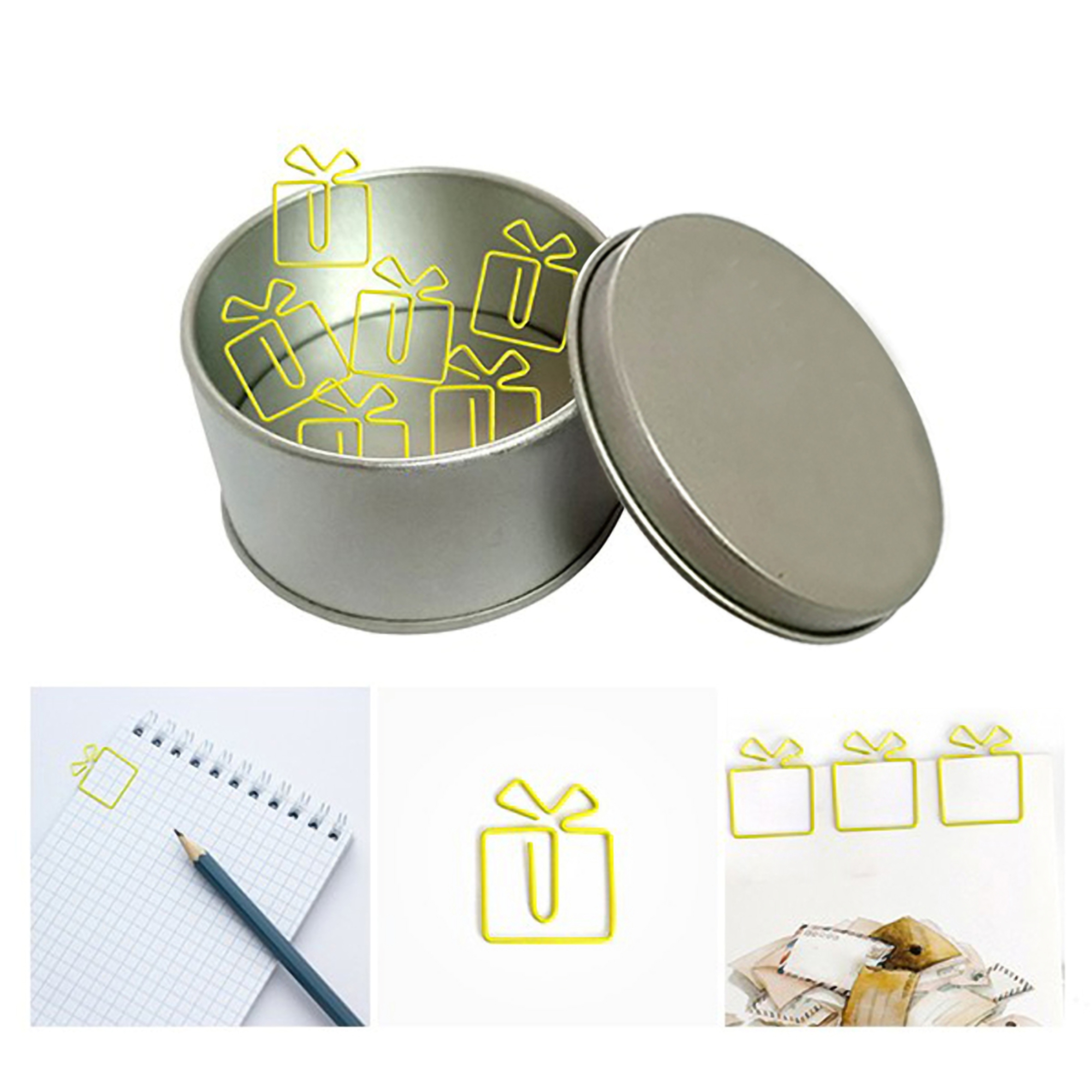 Gift Box Paper Clips w/Tin Container 3