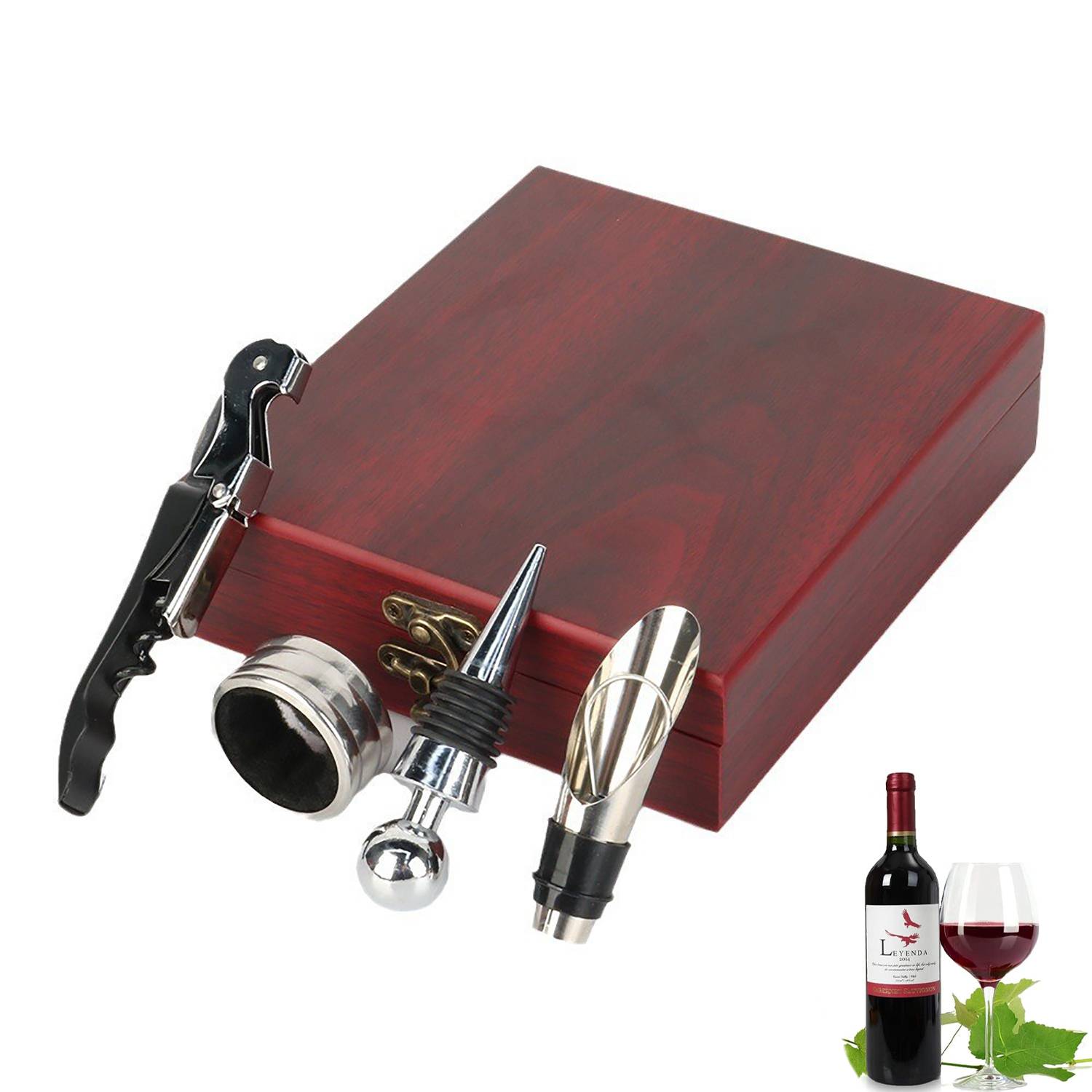 4 Pcs Stainless Steel Wine Bottle Opener Set w/ Box 6