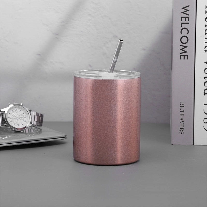 Custom 10 oz Stainless Steel Coffee Mug with Lid and Straw 11
