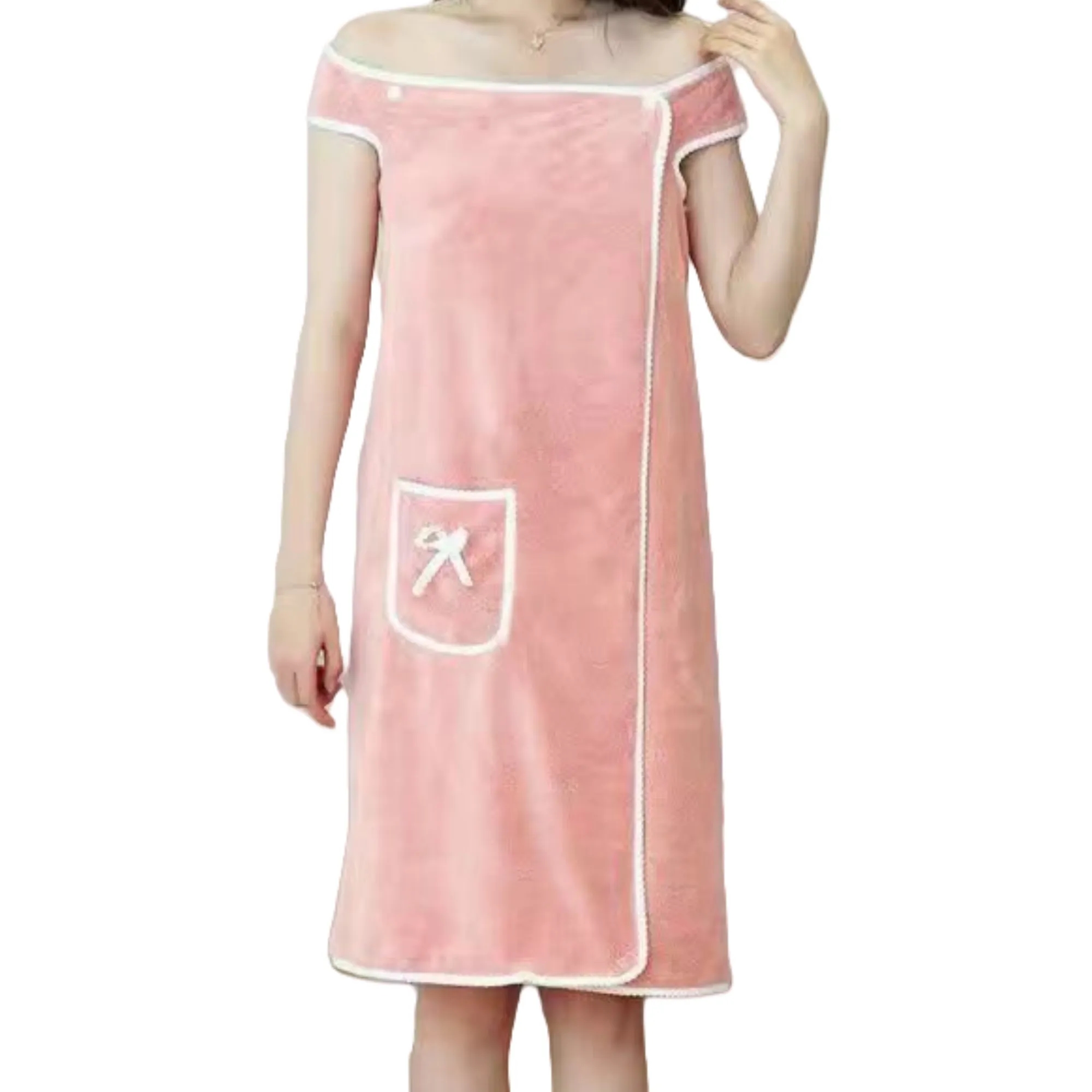 Soft Coral Fleece Sleeveless Bathrobe 4