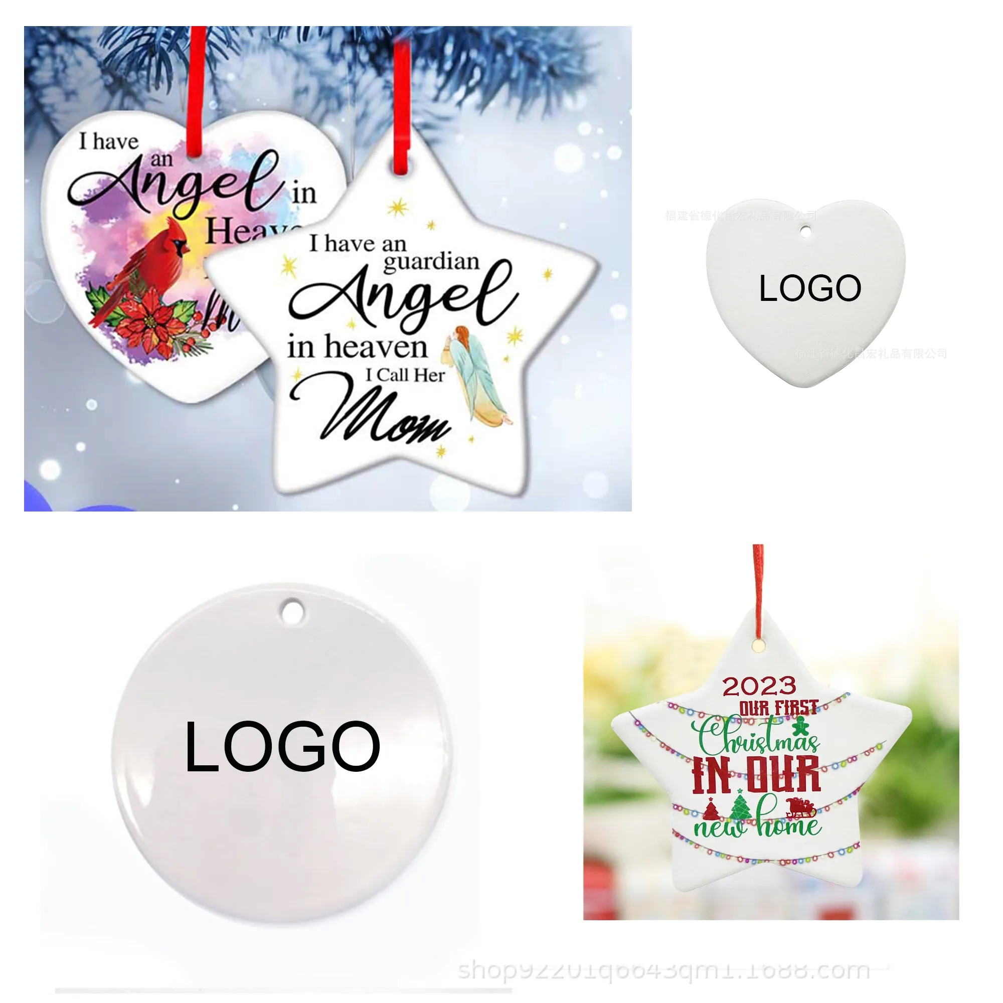 MOQ 50 Custom Christmas Ceramic Pendant 2